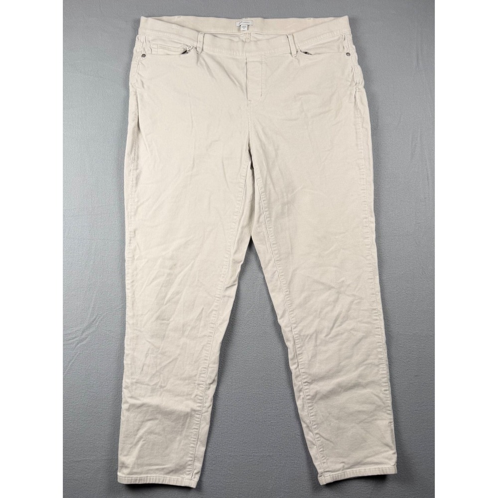 J. Jill Corduroy Pants Womens 2X Cream Beige Pull On Stretch Fall Minimalist